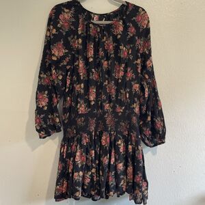 Ralph Lauren Women’s Denim & Supply Black Dark Floral Dress Tunic  Long Sleeve L